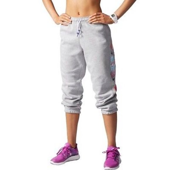 NEW! Adidas adiGirl Fleece Floral Joggers Capris